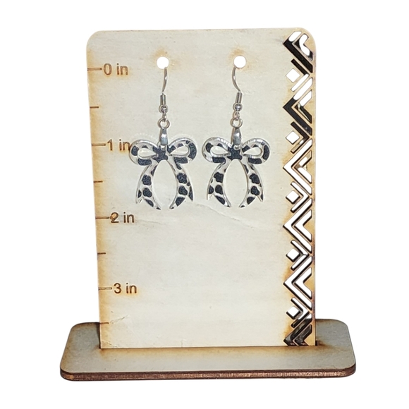 Hand Crafted Jewelry - Midnight Prowl Bow Acrylic Drop Earrings